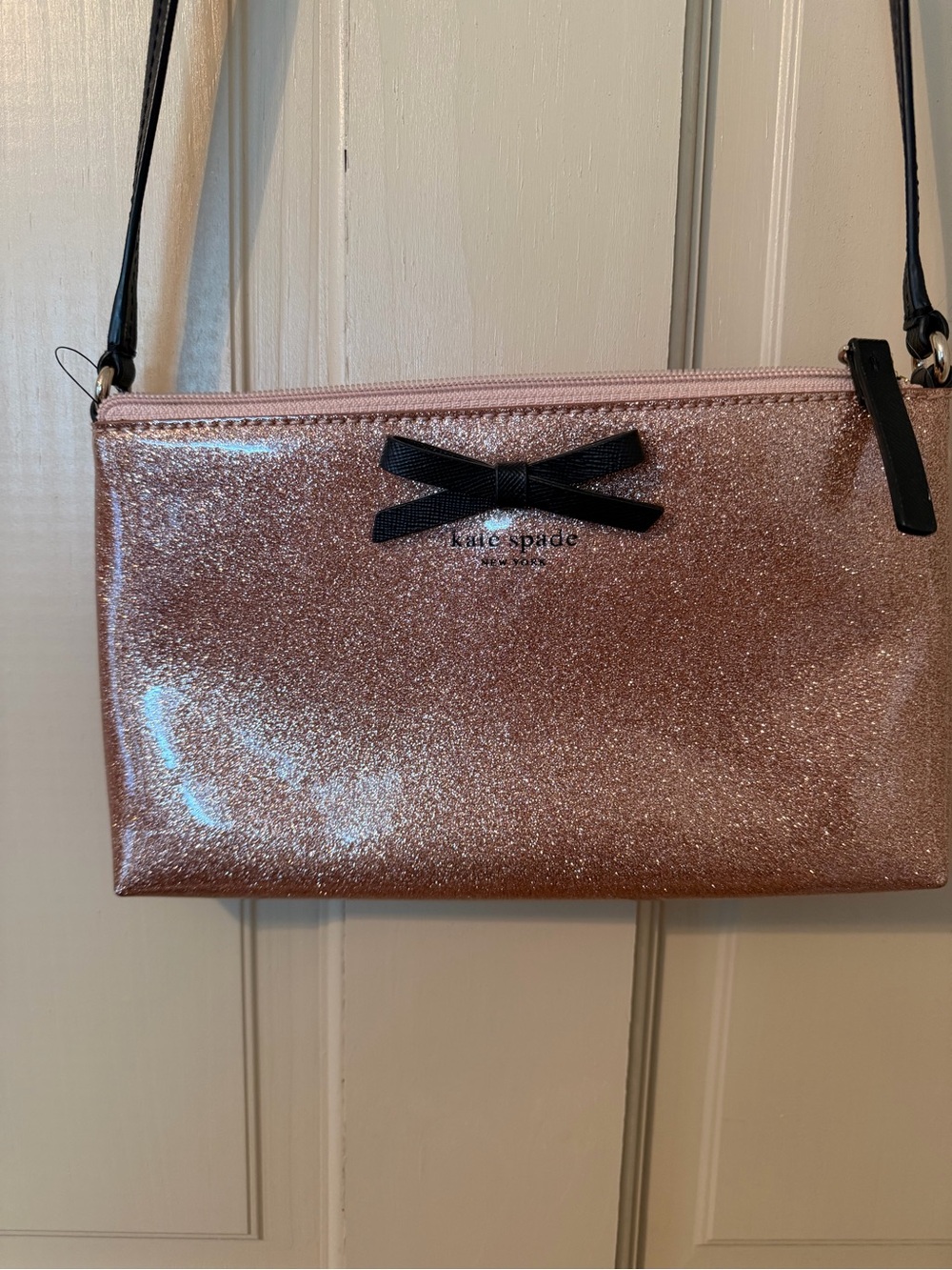 kate spade Glitter Pink Crossbody with Black Bow Accent - Picture 3 of 8